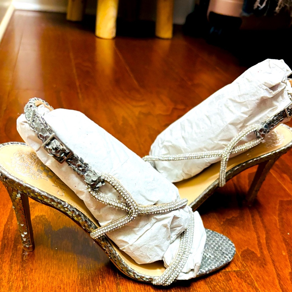 Vince Camuto Silver Embellished Heels